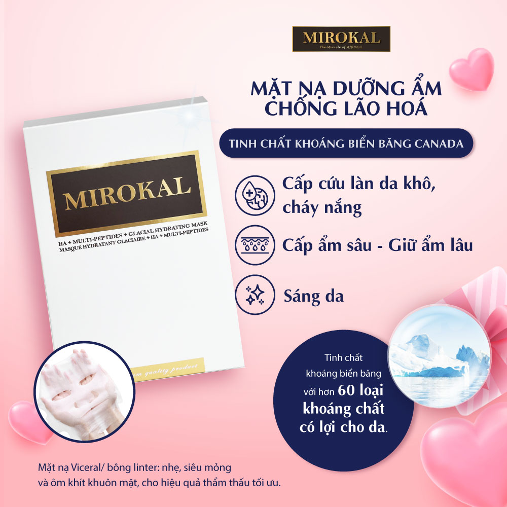 [MIROKAL] MẶT NẠ DƯỠNG ẨM CHỐNG LÃO HOÁ VỚI TINH CHẤT KHOÁNG BIỂN BĂNG (04 MIẾNG/ HỘP)