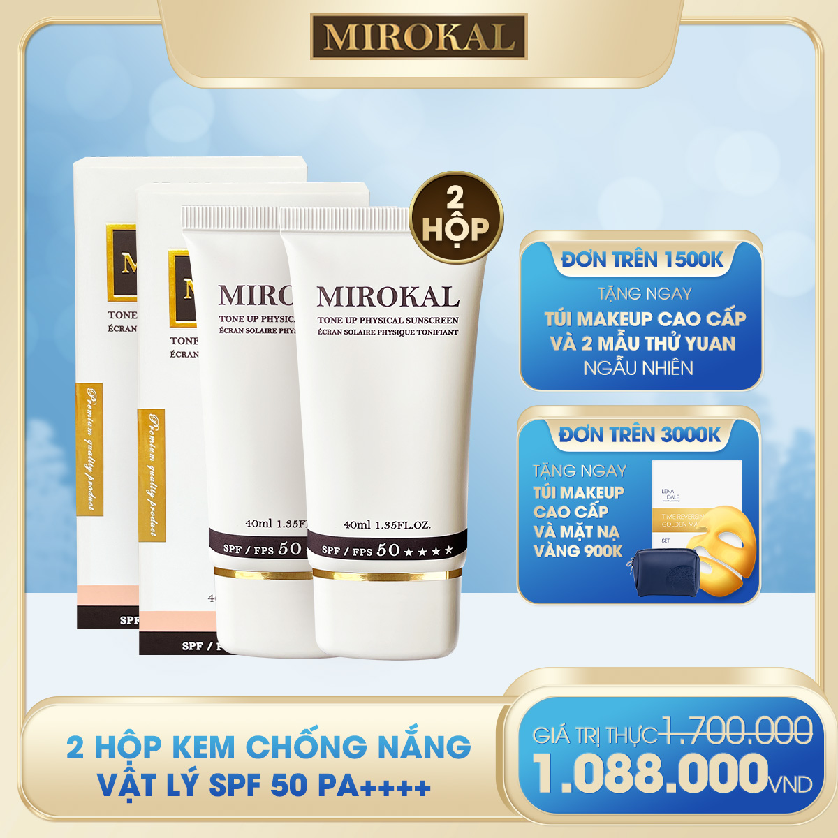 [MIROKAL] PHYSICAL SUNSCREEN WITH TONE-UP & CONCEALING EFFECT SPF 50 PA++++