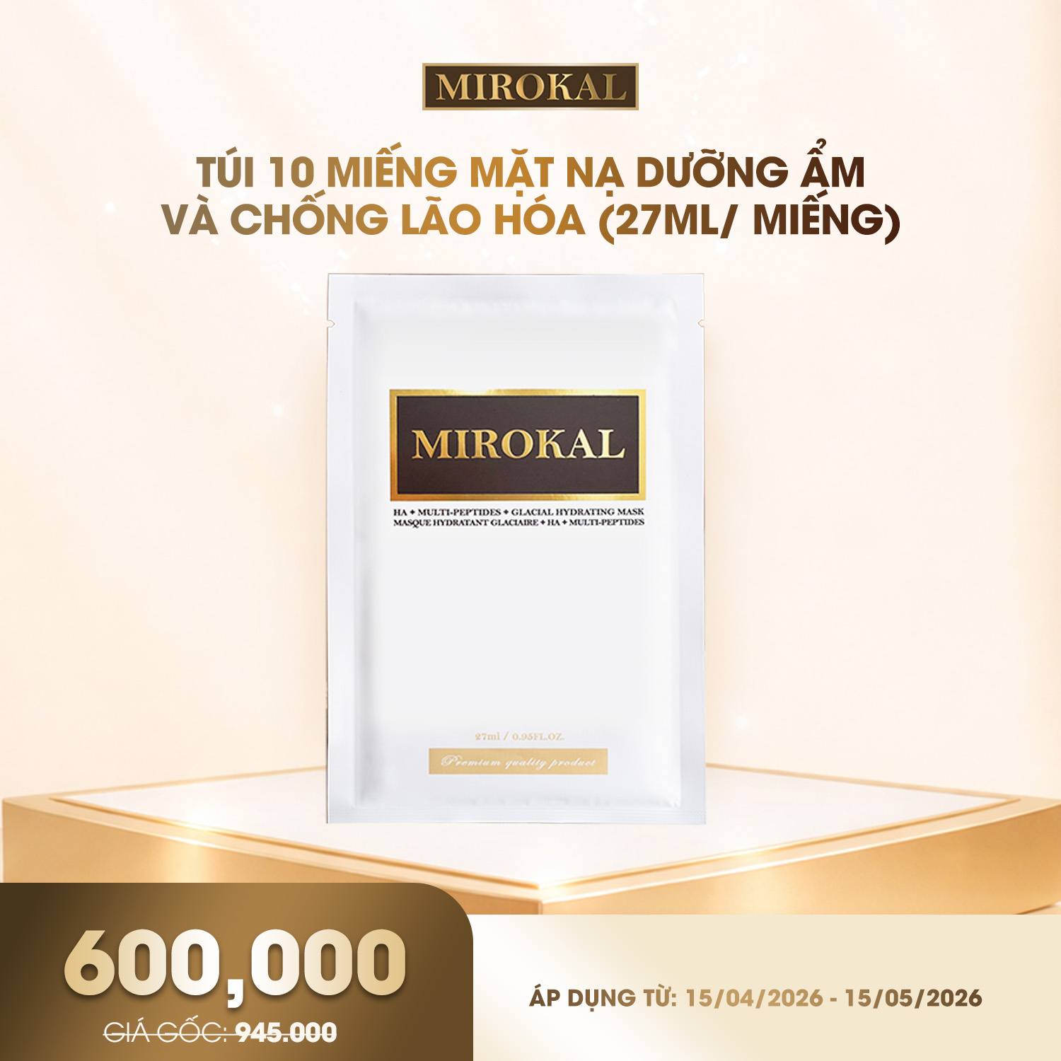 [MIROKAL] SET 10 PCS MIROKAL HA + MULTI-PEPTIDES + GLACIAL HYDRATING MASK