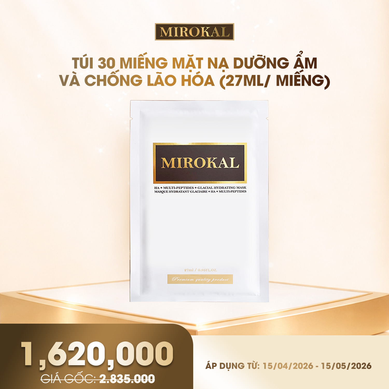 [MIROKAL] 3 SET 10 MẶT NẠ DƯỠNG ẨM CHỐNG LÃO HOÁ VỚI TINH CHẤT KHOÁNG BIỂN BĂNG (30 MIẾNG)