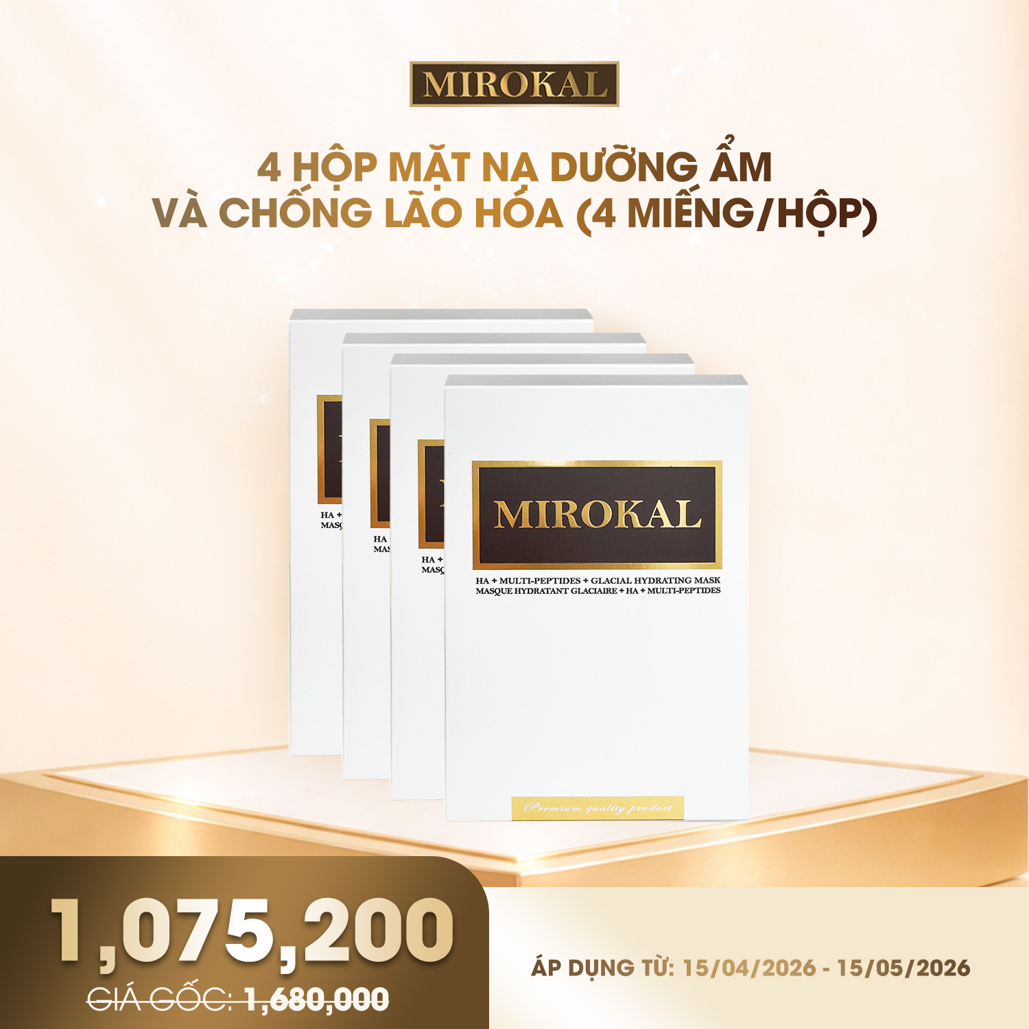 [MIROKAL] COMBO 4 HỘP MẶT NẠ DƯỠNG ẨM CHỐNG LÃO HOÁ VỚI TINH CHẤT KHOÁNG BIỂN BĂNG – (1 HỘP 04 MIẾNG)