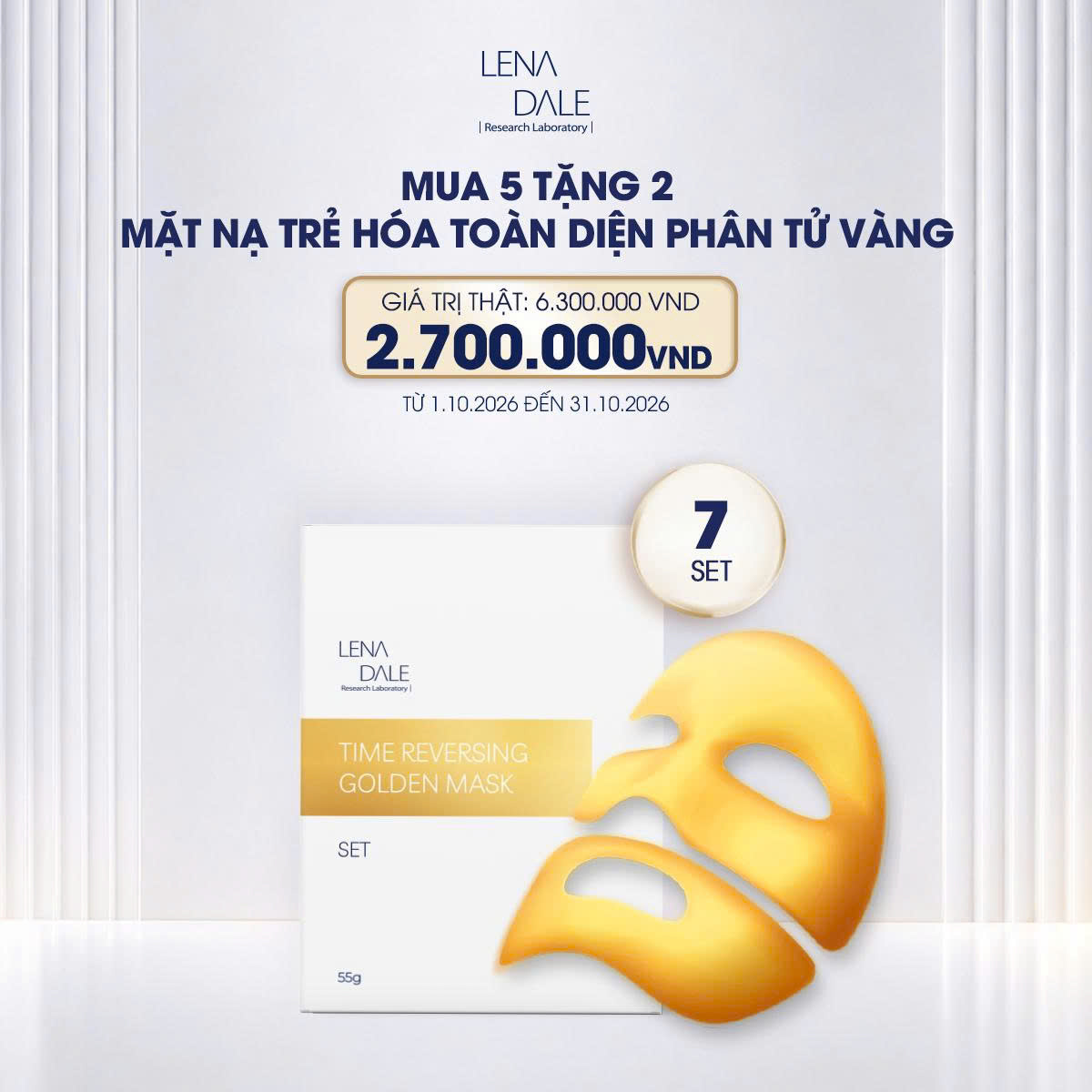 [LENA DALE] [MUA 5 TẶNG 2] MẶT NẠ TRẺ HÓA TOÀN DIỆN PHÂN TỬ VÀNG