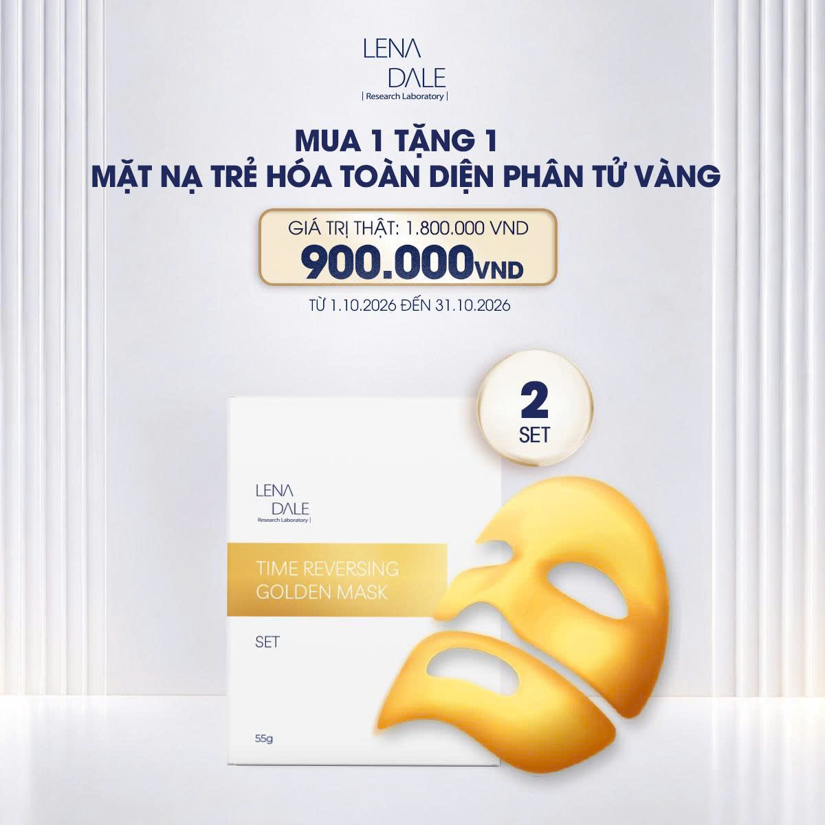 [LENA DALE] [MUA 1 TẶNG 1] MẶT NẠ TRẺ HÓA TOÀN DIỆN PHÂN TỬ VÀNG